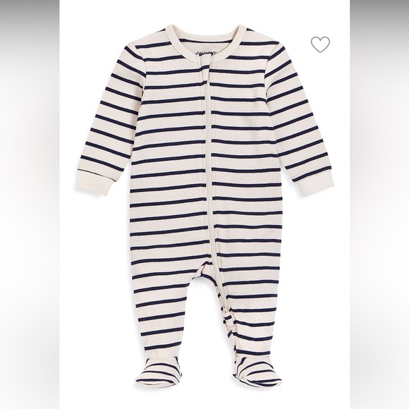 🤎 petite lem // Footed sleeper in navy stripes, 9 months - Picture 1 of 3